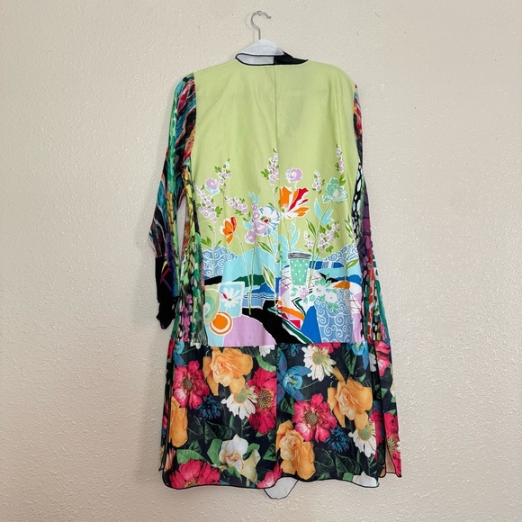 Lee Anderson Vintage Art to Wear Mixed Media Floral Long Lightweight Jacket - Picture 2 of 6